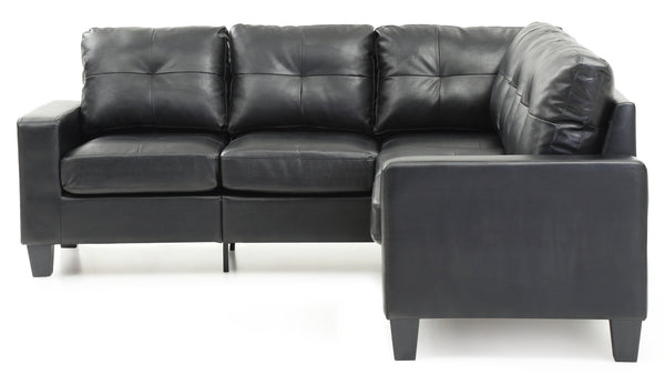 English Elm Glory Newbury G463B-SC Sectional Sofa - Compact PU Upholstery, Pocketed Coil Seats, Durable Frame Black 52 L x 30 W x 18 H B078S00037