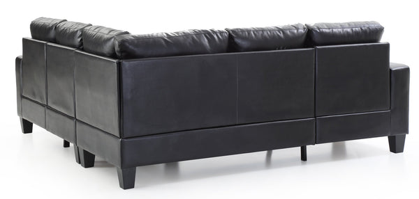 English Elm Glory Newbury G463B-SC Sectional Sofa - Compact PU Upholstery, Pocketed Coil Seats, Durable Frame Black 52 L x 30 W x 18 H B078S00037