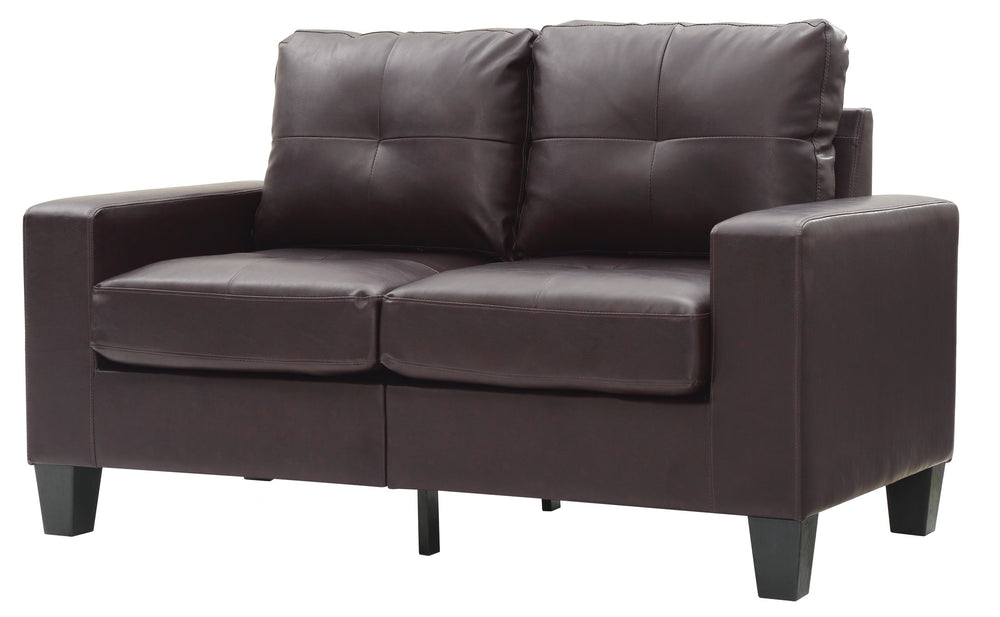 English Elm Newbury Modular Loveseat In Dark Brown Pu - Stylish Compact Seating For Small Spaces & Durability B078108271