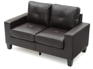 English Elm Newbury Modular Loveseat In Dark Brown Pu - Stylish Compact Seating For Small Spaces & Durability B078108271