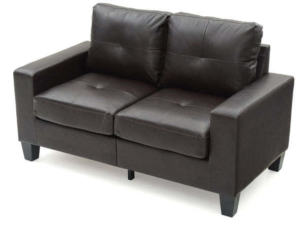 English Elm Newbury Modular Loveseat In Dark Brown Pu - Stylish Compact Seating For Small Spaces & Durability B078108271