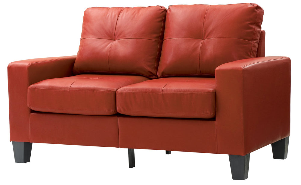 English Elm Newbury Modular Loveseat In Vibrant Red Pu - Space-Saving Comfort For Small Homes & Rvs B078108275