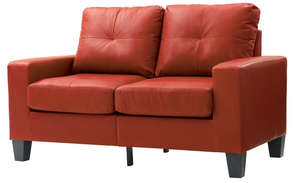 English Elm Newbury Modular Loveseat In Vibrant Red Pu - Space-Saving Comfort For Small Homes & Rvs B078108275