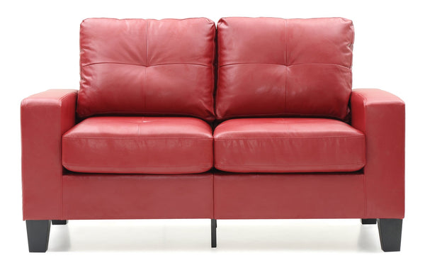 English Elm Newbury Modular Loveseat In Vibrant Red Pu - Space-Saving Comfort For Small Homes & Rvs B078108275