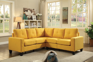 English Elm Glory Newbury G463B-SC Sectional Sofa - Compact PU Upholstery, Pocketed Coil Seats, Durable Frame Yellow 52 L x 30 W x 18 H B078S00040