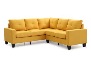 English Elm Glory Newbury G463B-SC Sectional Sofa - Compact PU Upholstery, Pocketed Coil Seats, Durable Frame Yellow 52 L x 30 W x 18 H B078S00040