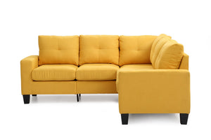 English Elm Glory Newbury G463B-SC Sectional Sofa - Compact PU Upholstery, Pocketed Coil Seats, Durable Frame Yellow 52 L x 30 W x 18 H B078S00040