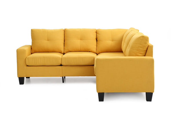 English Elm Glory Newbury G463B-SC Sectional Sofa - Compact PU Upholstery, Pocketed Coil Seats, Durable Frame Yellow 52 L x 30 W x 18 H B078S00040