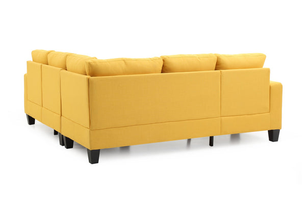 English Elm Glory Newbury G463B-SC Sectional Sofa - Compact PU Upholstery, Pocketed Coil Seats, Durable Frame Yellow 52 L x 30 W x 18 H B078S00040