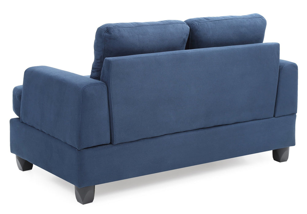 English Elm Chic Navy Blue Microfiber Loveseat 36"H x 58"W Transitional Saddle Arms Durable Upholstery, Easy Assembly B078S00044