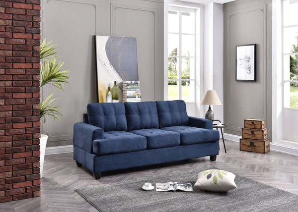 English Elm Glory Velvet Tufted Chaise Sectional Sofa with Nailhead Trim, Pocketed Coil Cushions & Wood Frame Navy Blue 40.5 L x 32.7 W x 15 H B078S00045