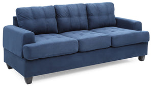 English Elm Glory Velvet Tufted Chaise Sectional Sofa with Nailhead Trim, Pocketed Coil Cushions & Wood Frame Navy Blue 40.5 L x 32.7 W x 15 H B078S00045