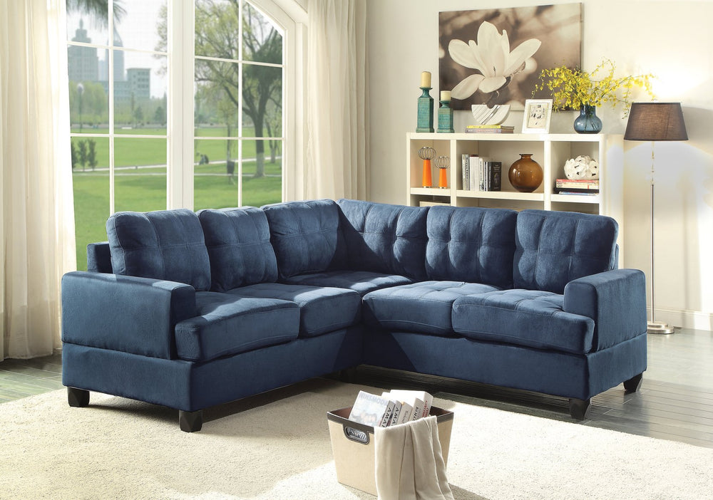 English Elm Sandridge Navy Blue Micro Suede Sectional Sofa with Reversible Chaise, Pocketed Coil Comfort, Durable Frame B078S00046