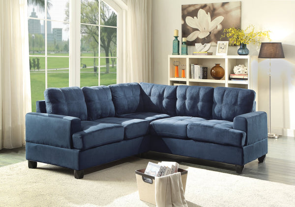 English Elm Sandridge Navy Blue Micro Suede Sectional Sofa with Reversible Chaise, Pocketed Coil Comfort, Durable Frame B078S00046