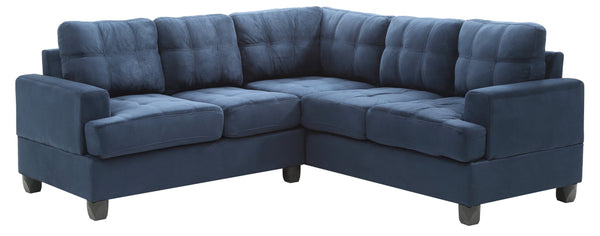 English Elm Sandridge Navy Blue Micro Suede Sectional Sofa with Reversible Chaise, Pocketed Coil Comfort, Durable Frame B078S00046
