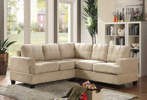 English Elm Sandridge G511B-SC Sectional White Micro Suede Convertible Chaise Removable Backs Durable Frame B078S00530