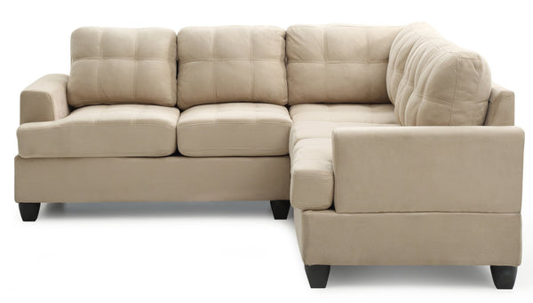 English Elm Sandridge G511B-SC Sectional White Micro Suede Convertible Chaise Removable Backs Durable Frame B078S00530