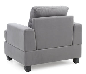 English Elm Sleek Gray Microfiber Accent Chair with Saddle Arms, Compact 36"H x 38"W x 34"D for Cozy Nooks, Transitional Style B078108289