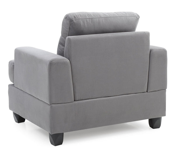 English Elm Sleek Gray Microfiber Accent Chair with Saddle Arms, Compact 36"H x 38"W x 34"D for Cozy Nooks, Transitional Style B078108289