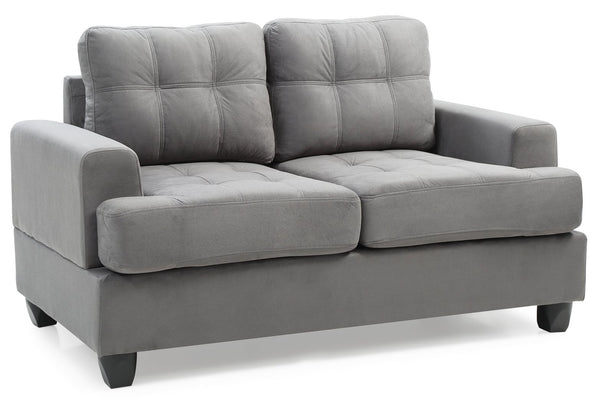 English Elm Cozy Microfiber Transitional Loveseat with Saddle Arms, Easy Assembly, Compact 36"H x 34"D Comfort Gray 58.3 L x 32.7 W x 9 H B078S00047