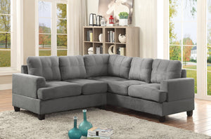 English Elm Glory Newbury G463B-SC Sectional Sofa - Compact PU Upholstery, Pocketed Coil Seats, Durable Frame Gray 49 L x 28.7 W x 16 H B078S00049