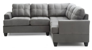 English Elm Glory Newbury G463B-SC Sectional Sofa - Compact PU Upholstery, Pocketed Coil Seats, Durable Frame Gray 49 L x 28.7 W x 16 H B078S00049