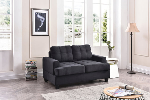 English Elm Cozy Microfiber Transitional Loveseat with Saddle Arms, Easy Assembly, Compact 36"H x 34"D Comfort Black 58.3 L x 32.7 W x 9 H B078S00050
