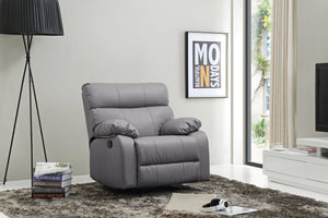 English Elm Glory Manny G531-RC Gray PU Rocker Recliner with Pub Back, Heavy-Duty Steel Frame & Side Handle B078108291