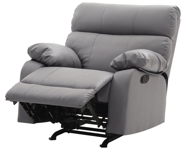 English Elm Glory Manny G531-RC Gray PU Rocker Recliner with Pub Back, Heavy-Duty Steel Frame & Side Handle B078108291