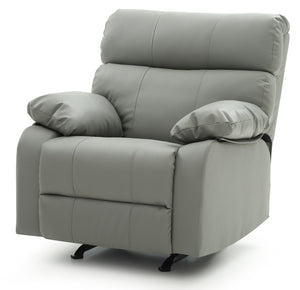 English Elm Glory Manny G531-RC Gray PU Rocker Recliner with Pub Back, Heavy-Duty Steel Frame & Side Handle B078108291