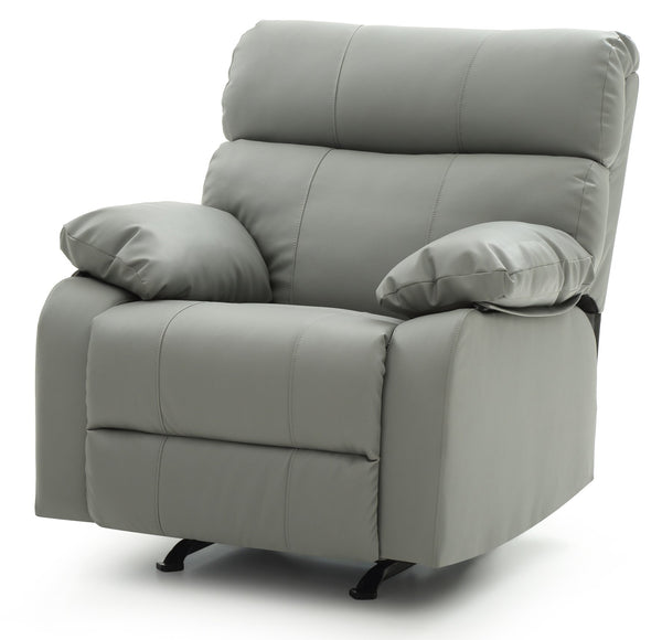 English Elm Glory Manny G531-RC Gray PU Rocker Recliner with Pub Back, Heavy-Duty Steel Frame & Side Handle B078108291