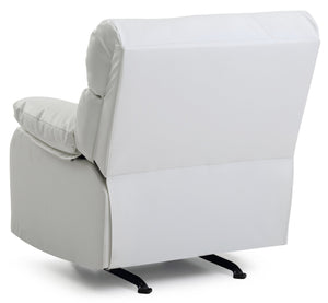 English Elm Contemporary PU White Rocker Recliner Chair — Compact 38"H x 37"W x 39"D, Padded Arms, Smooth Rocking Motion, Perfect for Small Spaces B078108292