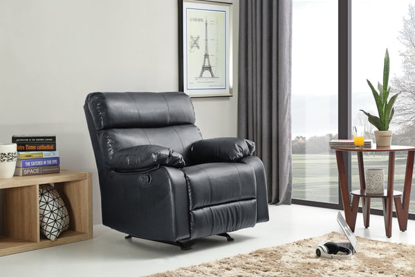 English Elm Stylish Black PU Rocker Recliner Sofa with Padded Arms, Modern Durable Design, Easy DIY Assembly B078108293