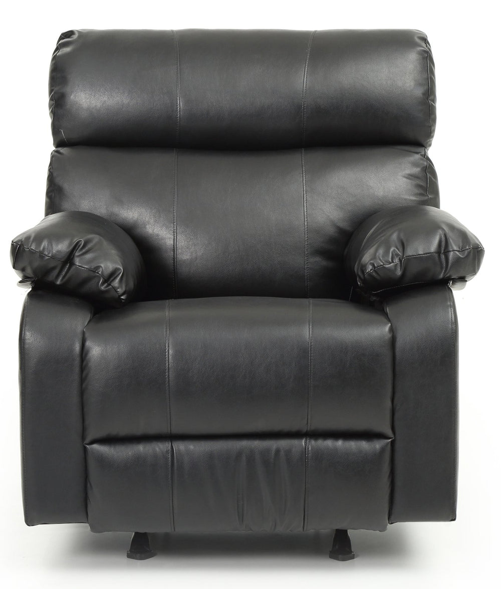 English Elm Stylish Black PU Rocker Recliner Sofa with Padded Arms, Modern Durable Design, Easy DIY Assembly B078108293