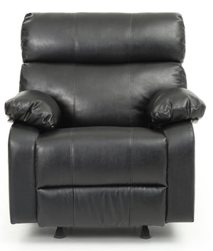 English Elm Stylish Black PU Rocker Recliner Sofa with Padded Arms, Modern Durable Design, Easy DIY Assembly B078108293