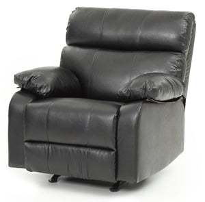 English Elm Stylish Black PU Rocker Recliner Sofa with Padded Arms, Modern Durable Design, Easy DIY Assembly B078108293