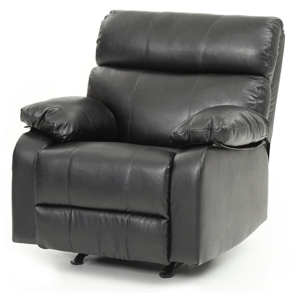 English Elm Stylish Black PU Rocker Recliner Sofa with Padded Arms, Modern Durable Design, Easy DIY Assembly B078108293