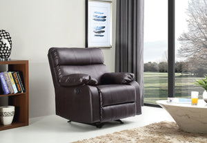 English Elm Comfortable PU Dark Brown Rocker Recliner with Padded Arms, 38"H x 37"W x 39"D, Sleek Small-Space Seating B078108295