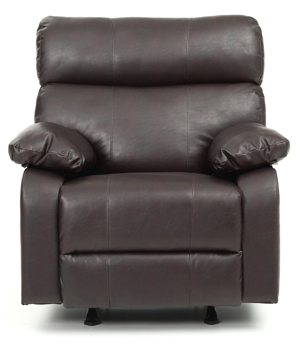 English Elm Comfortable PU Dark Brown Rocker Recliner with Padded Arms, 38"H x 37"W x 39"D, Sleek Small-Space Seating B078108295