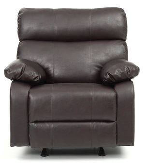 English Elm Comfortable PU Dark Brown Rocker Recliner with Padded Arms, 38"H x 37"W x 39"D, Sleek Small-Space Seating B078108295