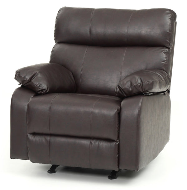 English Elm Comfortable PU Dark Brown Rocker Recliner with Padded Arms, 38"H x 37"W x 39"D, Sleek Small-Space Seating B078108295