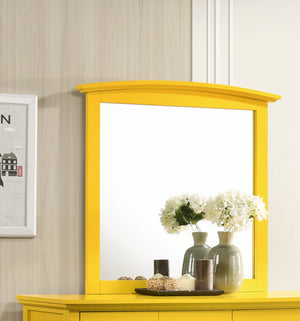 English Elm Hammond Yellow Mirror 35"x37" — Vibrant Wood Veneer Frame, Low-Distortion Glass, Dresser-Ready Chic B078108299