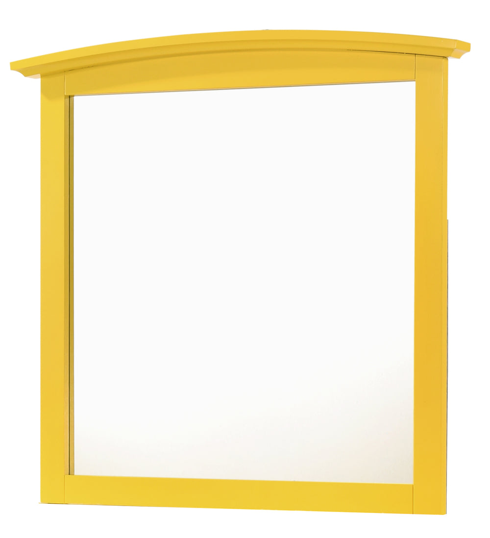 English Elm Hammond Yellow Mirror 35"x37" — Vibrant Wood Veneer Frame, Low-Distortion Glass, Dresser-Ready Chic B078108299