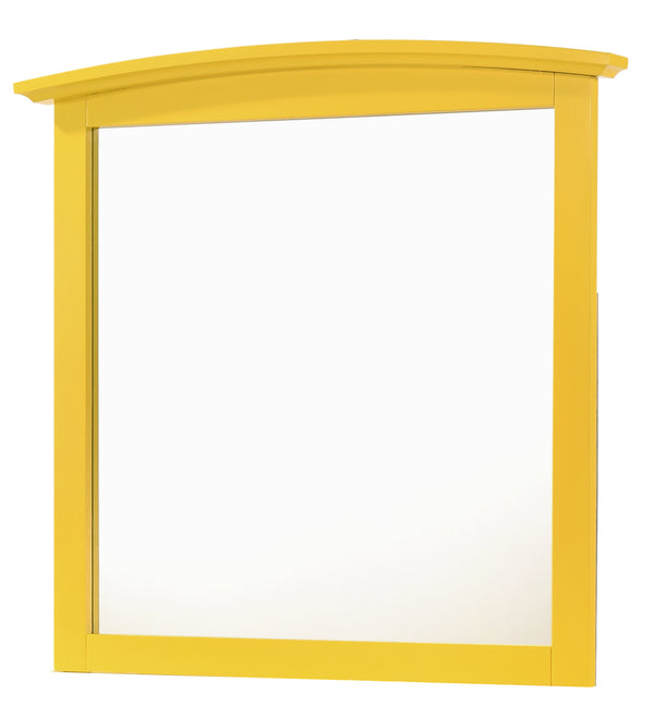 English Elm Hammond Yellow Mirror 35"x37" — Vibrant Wood Veneer Frame, Low-Distortion Glass, Dresser-Ready Chic B078108299