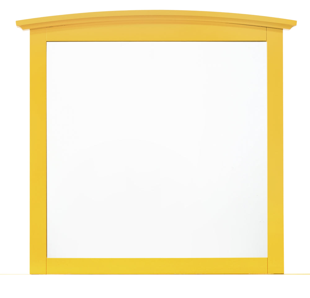 English Elm Hammond Yellow Mirror 35"x37" — Vibrant Wood Veneer Frame, Low-Distortion Glass, Dresser-Ready Chic B078108299