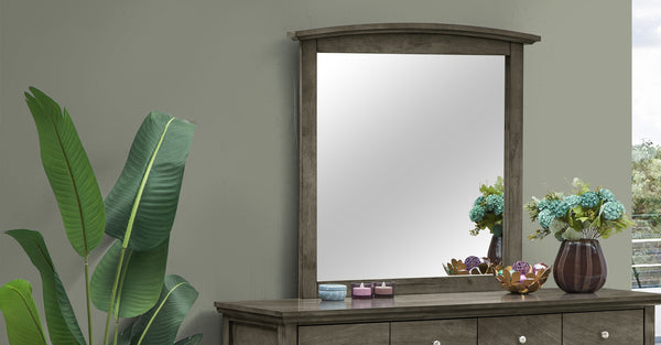 English Elm Hammond Contemporary Wood Veneer Mirror with Low-Distortion Glass, Slim 35x37 Profile for Small Spaces Gray 38 L x 39 W x 3 H B078108314