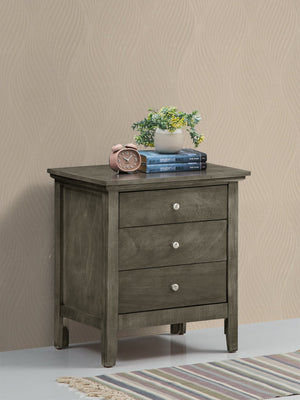 English Elm Contemporary Gray 3-Drawer Nightstand, 26"H x 24"W x 18"D — Durable Particle Board, Stylish Storage B078108315