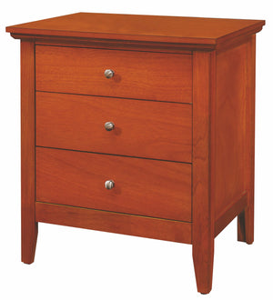 English Elm Charming three-drawer nightstand with storage—durable particleboard, compact 26"H x 24"W x 18"D bedside solution Oak 30 L x 26 W x 20 H B078108325