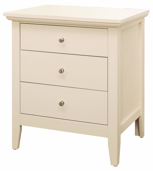 English Elm Charming three-drawer nightstand with storage—durable particleboard, compact 26"H x 24"W x 18"D bedside solution Beige 30 L x 26 W x 20 H B078108330