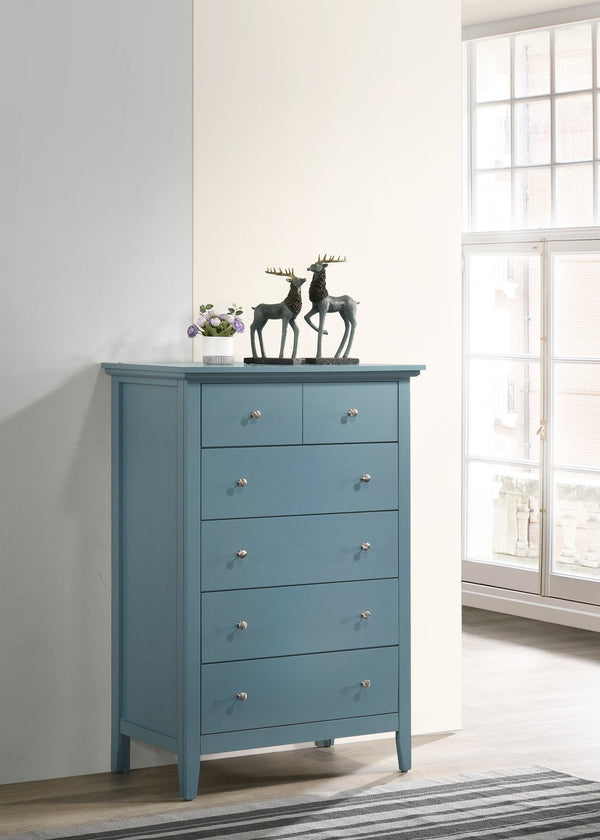 English Elm Hammond Elegant Silver Champagne Dresser with Dovetail Drawers, Soft-Close Hardware, Durable Veneer Finish Teal 52 L x 35 W x 21 H B078108332